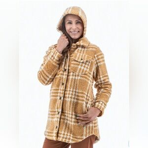 Plaid Hooded Jacket in Mustard and White